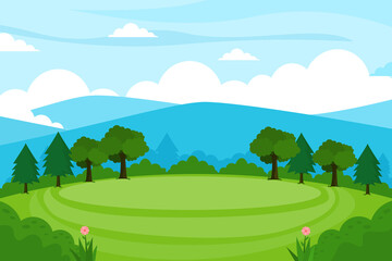 Obraz premium landscape with mountains and blue sky vector illustration