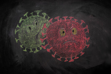 coronavirus drawing on blackboard isolated