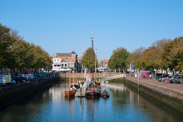 Medieval town Zierikzee in the province Zeeland in The Netherlands with it scenic old Dutch bridges and buildings is a favorite tourist destination for many Europeans