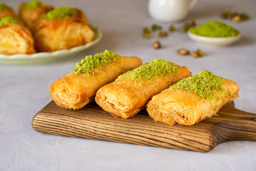 Traditional middle eastern sweets baklava rolls