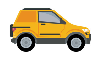 Fototapeta na wymiar yellow camper car vehicle mockup icon