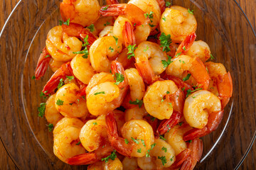 Grilled shrimps on plate