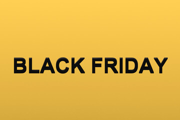 Black Friday text on gold background, 3d render