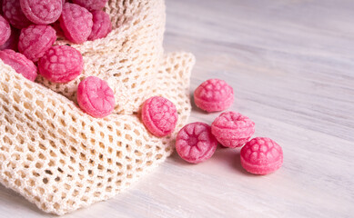 Sweet sours organic vegan healthy raspberry red candy with natural health fresh fruit ingredients