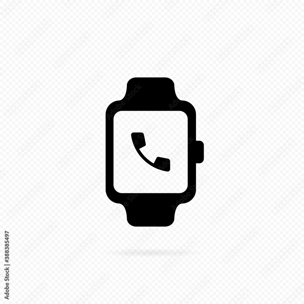 Poster receive calling on smartwatch icon. calling on smartwatch. smart watch incoming call vibration. smar