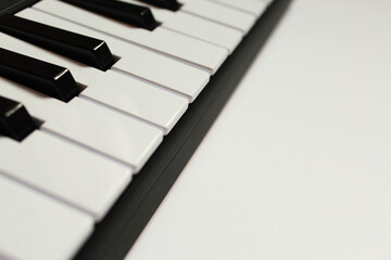 piano midi on white background macro