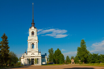Fototapeta na wymiar Panoramic view of the Church of the Ascension of the Lord in the city of Kalyazin (Russia)
