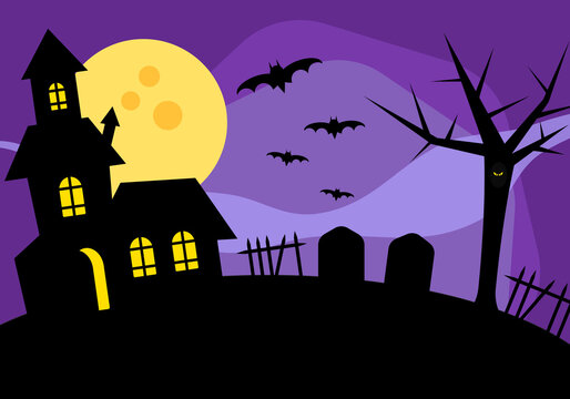 Halloween background with haunted house vector image 
