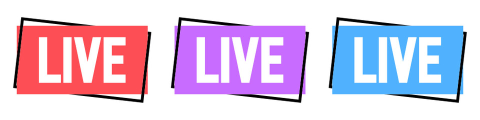 Set of Abstract Live stream banner. Colorful concept symbol