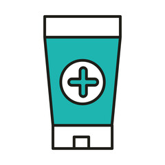 Obraz premium virus protection medical lotion tube medication line and fill icon