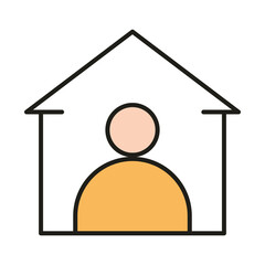 virus protection, measure prevention stay at home quarantine line and fill icon