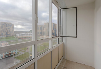 loggia with a view of the city in a modern style