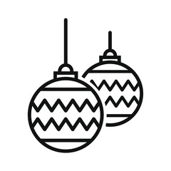 Hanging Christmas Bauble Icon with Design. Flat Outline Icons set with christmas themed decoration. Vector eps symbol for christmas cards, banners etc