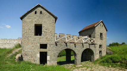 Fototapeta na wymiar Roman fort gate - Porolissum ancient roman city in Romania, old Dacia province 