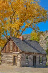 Fototapeta na wymiar Butch Cassidy's childhood home. The old structure is preserved in Panguitch, Utah