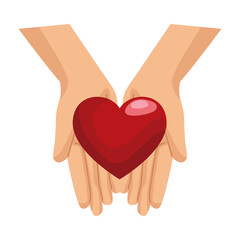 hands lifting heart love symbol isolated icon