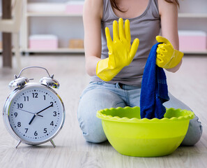 Woman doing cleaning at home