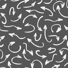 Vector seamless pattern with hand drawn arrows pointing in different directions.