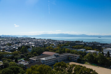 彦根市街地と琵琶湖