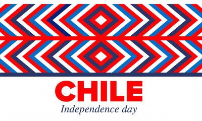 Fototapeta premium Chile Independence Day. Happy national holiday Fiestas Patrias. Freedom day. Celebrate annual in September 18. Chile flag. Patriotic chilean design. Poster, card, banner, template, background. Vector
