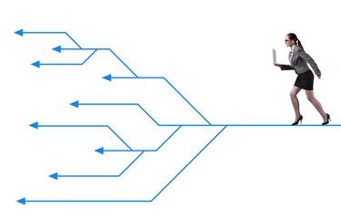 Businessman choosing different career paths in business