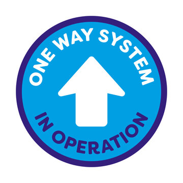 One Way System In Opeartion. One Way System Floor Sign or Sticker for Coronavirus Covid-19 Social Distancing Pandemic. Stop the Spread Floor Marker Decal. 