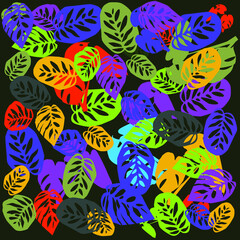 Fototapeta na wymiar colorful pattern of tropical plant leaves