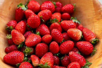 background with delicious and juicy red strawberries