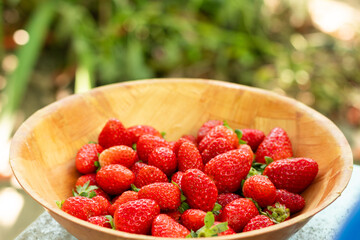 background with delicious and juicy red strawberries