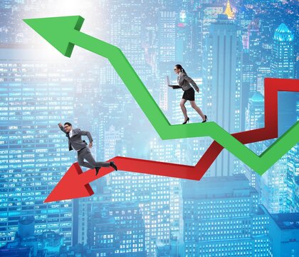 Business concept of both crisis and recovery