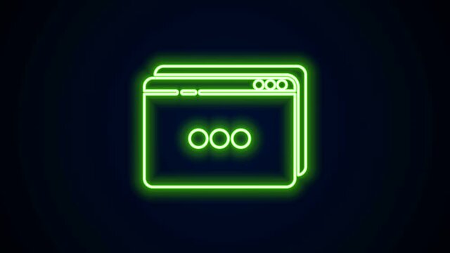 Glowing neon line Website template icon isolated on black background. Internet communication protocol. 4K Video motion graphic animation.