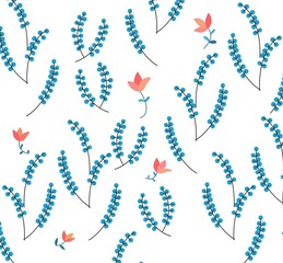 seamless pattern leaves flowers 