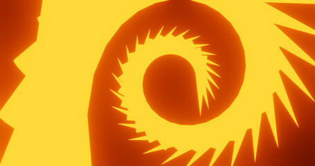 Render with bright orange energy flow from geometric corners