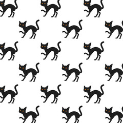 halloween cats black pattern background