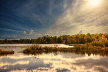 View of the Osisko lake in Rouyn-Noranda, Canada