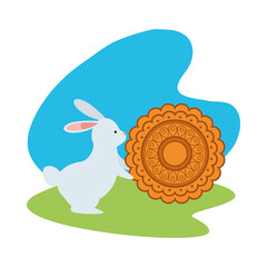 cute rabbit animal with mandala decoration