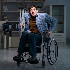 Fototapeta na wymiar Man suffering from depression at wheelchair
