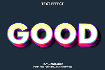 Modern 3D text effect, editable text style 