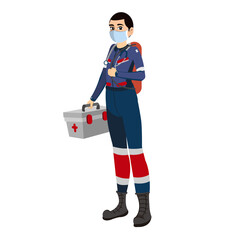 Isolated paramedic wearing a face mask - Vector illustration