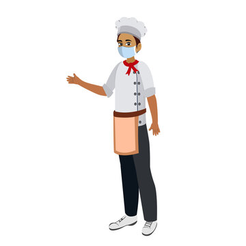 Isolated chef wearing a face mask - Vector illustration