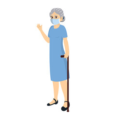 Isolated elderly wearing a face mask - Vector illustration