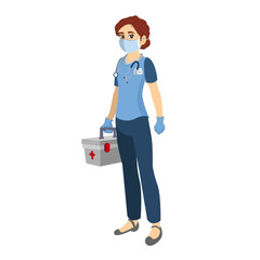 Isolated nurse wearing a face mask - Vector illustration