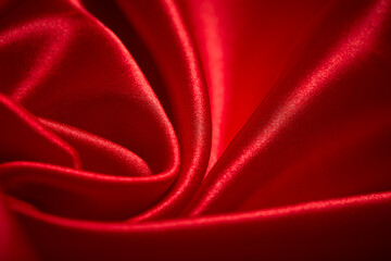 Valentines Day Background, Valentine Heart Red Silk Fabric, Wedding Love - Image