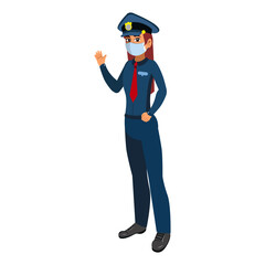 Isolated police wearing a face mask - Vector illustration