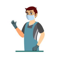 Isolated nurse wearing a face mask - Vector illustration