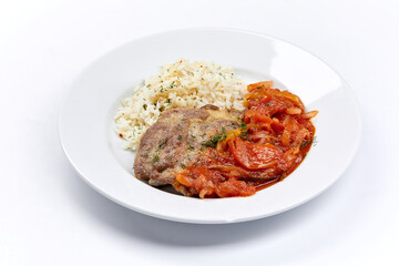 meat with rice and vegetables
