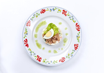 tuna salad on the white background