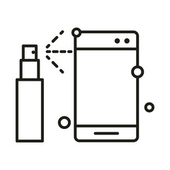 virus protection, disinfect your devices line icon