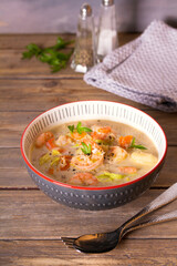 Shrimp chowder with  crab meat