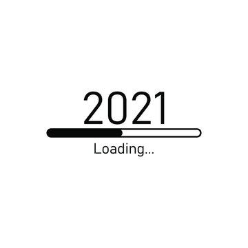 Set pixelated progress bar showing loading of 2021 year on white background. Vector illustration. EPS 10
